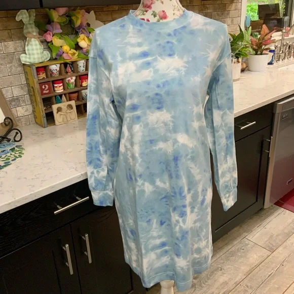 blue tie dye t shirt dress MFG Dot Retro Girls T-shirt Dress Blue Tie Dye